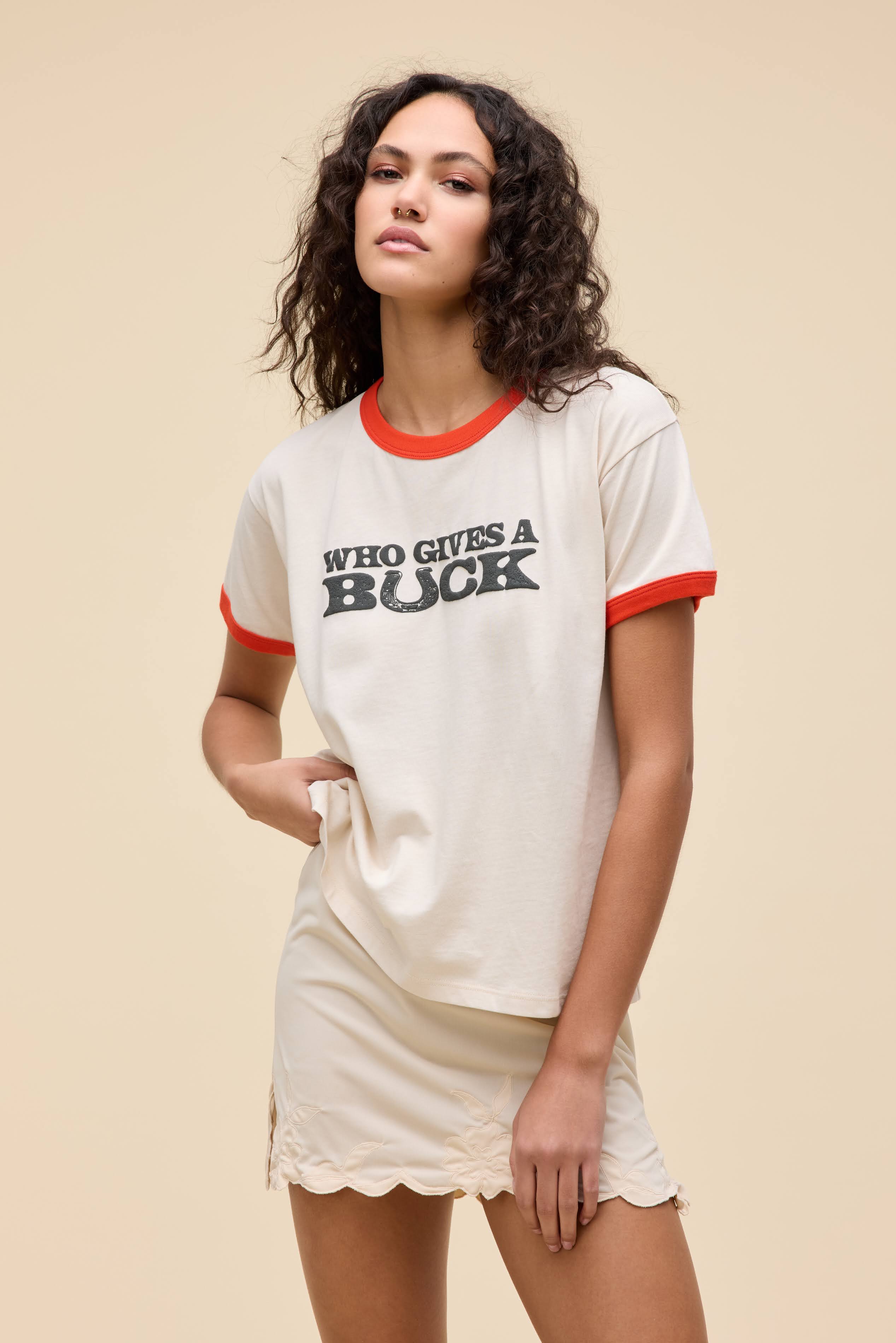 Who Gives A Buck Vintage Ringer Tee - Image 5