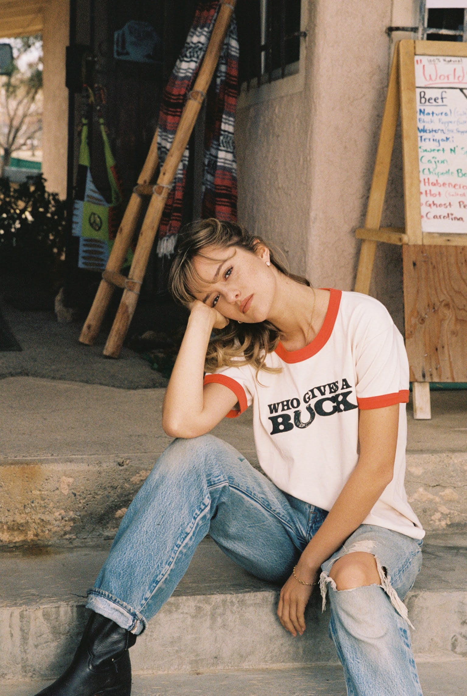 Who Gives A Buck Vintage Ringer Tee - Image 8